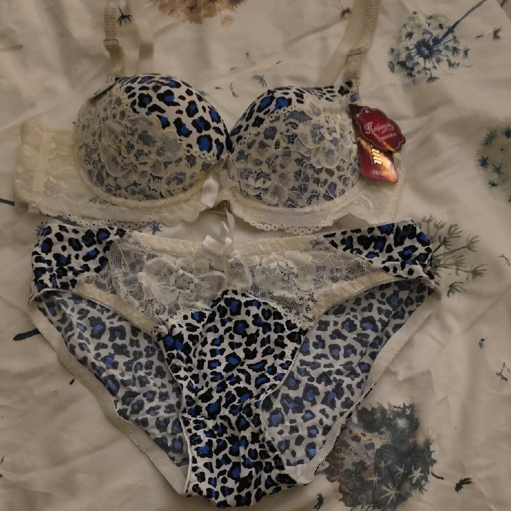 NWT Leopard Print Lace Bra Set